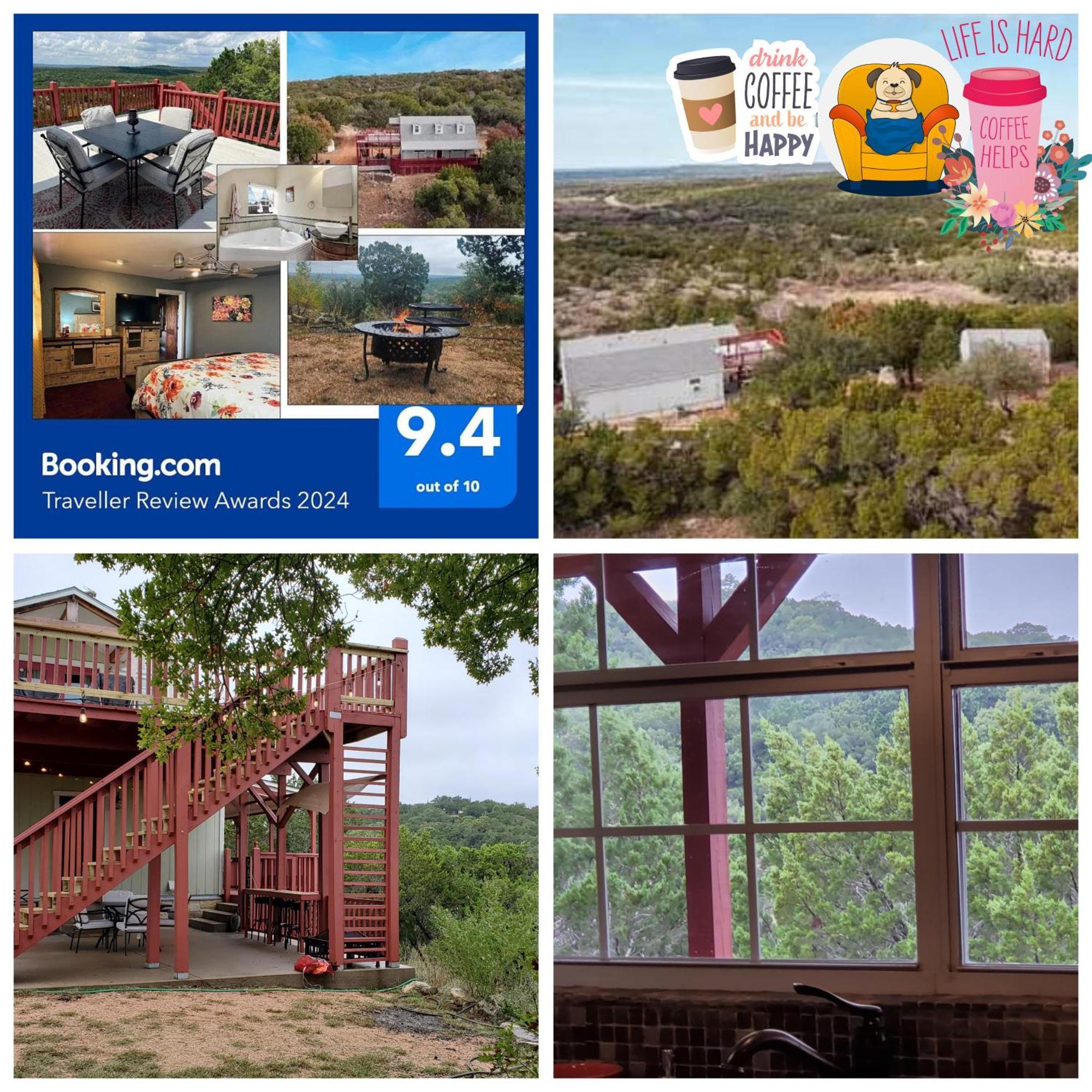 Entire 2Br 2Ba Hilltop View Home Sleeps 7 Pets 4 Acres Jacuzzi Central Ac Kingbeds Free Wifi-Parking Kitchen Washerdryer Starry Terrace Two Sunset Dining Patios Grill Stovetop Oven Fridge Onsitewoodedhiking Wildlife Coveredpatio4Pets & Birds Singing! Marble Falls Exterior photo